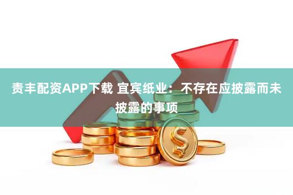 责丰配资APP下载 宜宾纸业:不存在应披露而未披露的事项